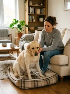 Dog owner noticing signs that may require an unscheduled vet visit