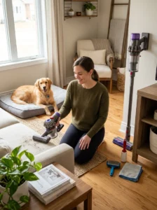 Weekly cleaning routine for managing dog hair at home