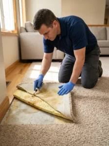 Treating carpet padding affected by repeated dog urine accidents