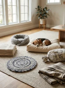 Ten DIY dog bed pillow ideas made from old clothes, sweaters, towels, and blankets