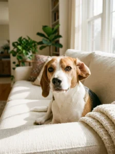 Happy beagle looking at the camera, inspiring cute dog lockscreen ideas for your phone.