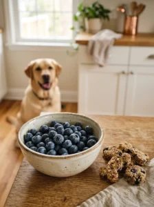 Fresh blueberries and homemade treats for dogs