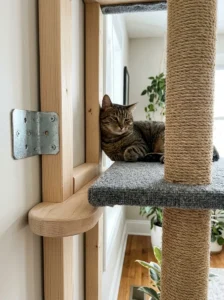 Secure DIY cat tower with sturdy anchors and smooth edges