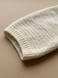 Dense crochet stitches and securely finished edges on a handmade dog sweater.