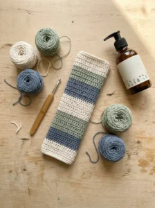 Washable cotton yarn and crochet supplies for making a soft dog collar cover