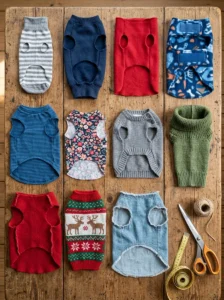 Twelve no sew DIY dog sweater ideas made from old clothes and fabric