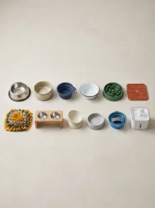 Twelve dog bowl ideas featuring stainless steel, ceramic, slow feeder, raised and travel bowls.