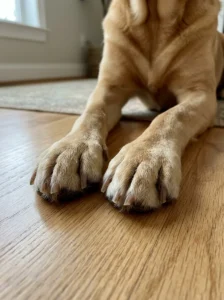 Close-up of dog paws and nails to illustrate regular nail care
