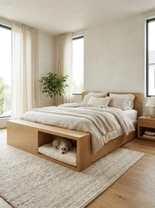 Seven dog bed attached design ideas in a modern bedroom