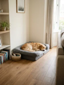 Dog bed in a clear corner away from heaters and walkways
Copy prompt