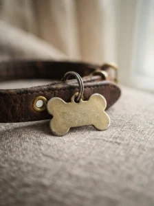 Scratched bone-shaped dog tag showing why traditional tags can wear out