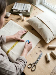 Measuring canvas fabric for a beginner-friendly handmade dog bed