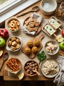 Nine homemade apple dog treat recipes arranged together