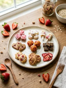 Nine homemade strawberry dog treat recipes arranged together