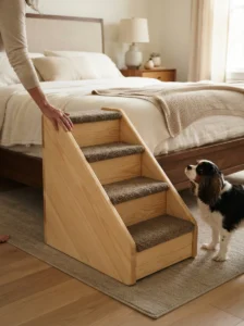 Safe DIY dog stairs with non-slip carpet and secure placement