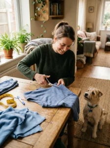 Making a no sew DIY dog sweater from an old sweatshirt