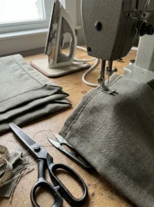 Sewing durable dog bed fabric with even stitches and finished seams