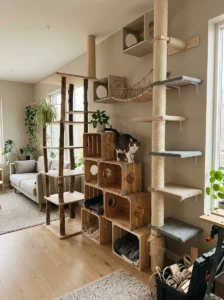 Different DIY cat tree and cat tower designs for indoor cats